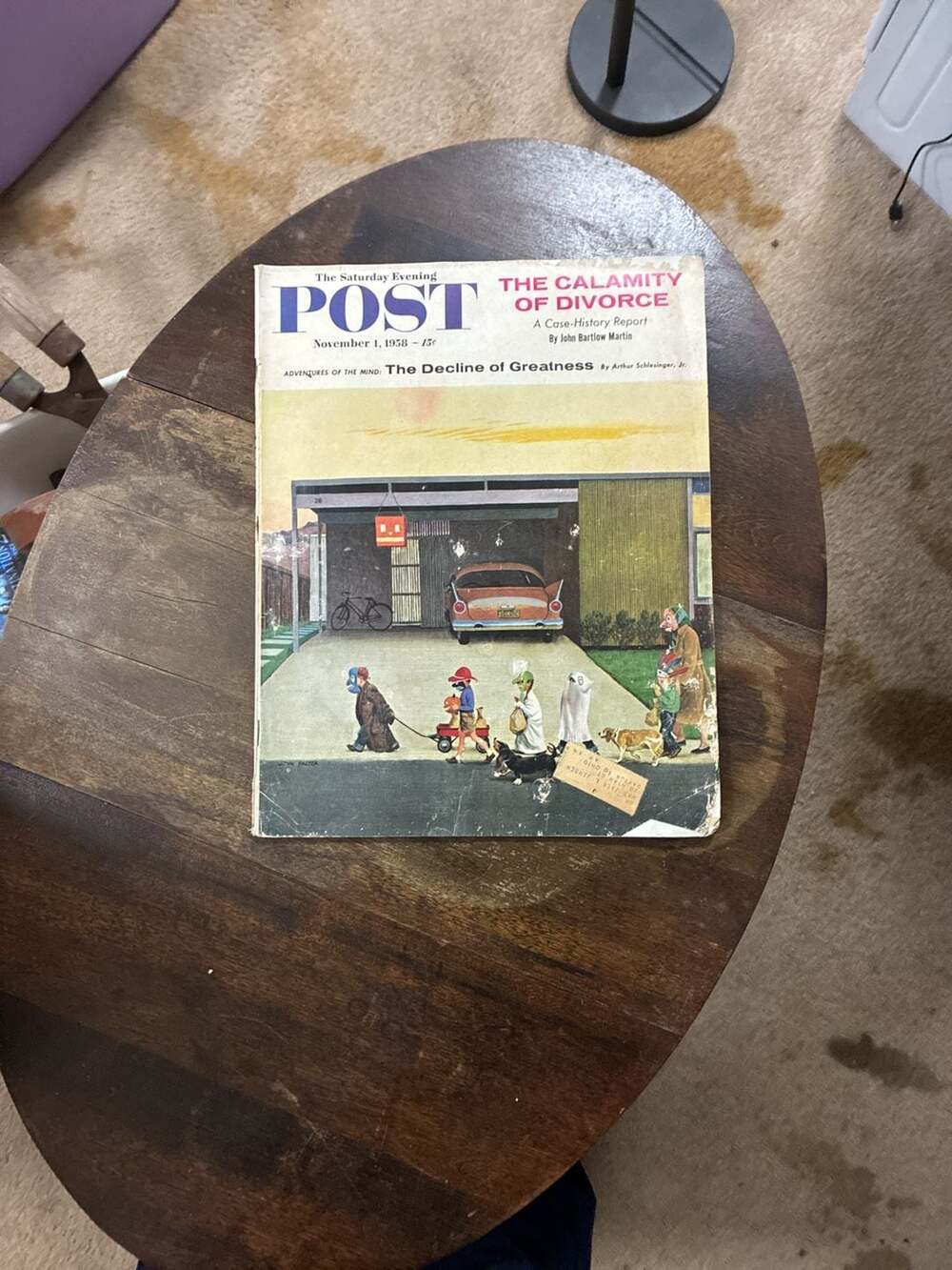 1958 Saturday Evening Post Cover ~ Halloween Trick or Treaters, Vintage Magazine